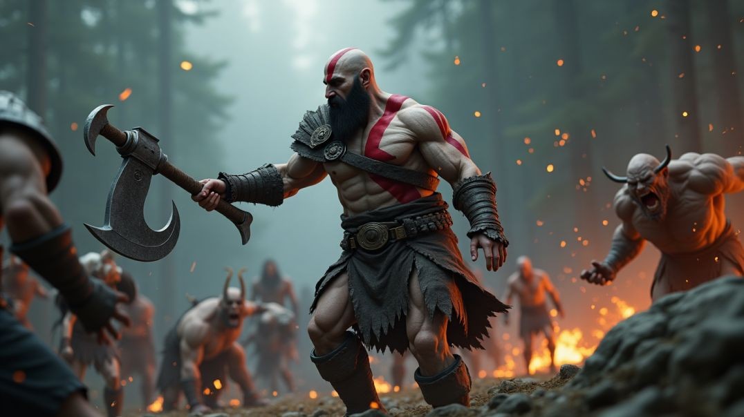 Watch as the warrior unleashes godlike fury on all who stand in his way! 😤🔥